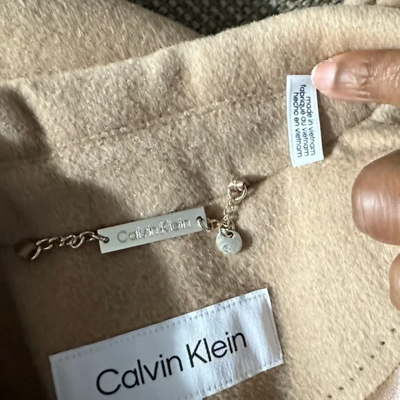 Calvin Klein Wool Polyester Cashmere Blend Tan Camel Coat Jacket - Picture 13 of 16